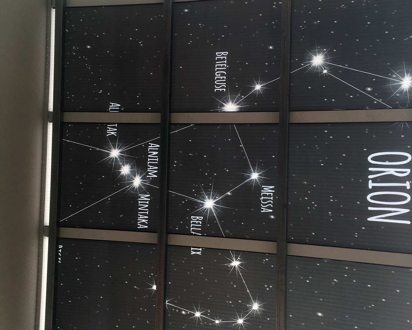 Orion sign on side of fascia and Canopy vinyl showing the orion stars