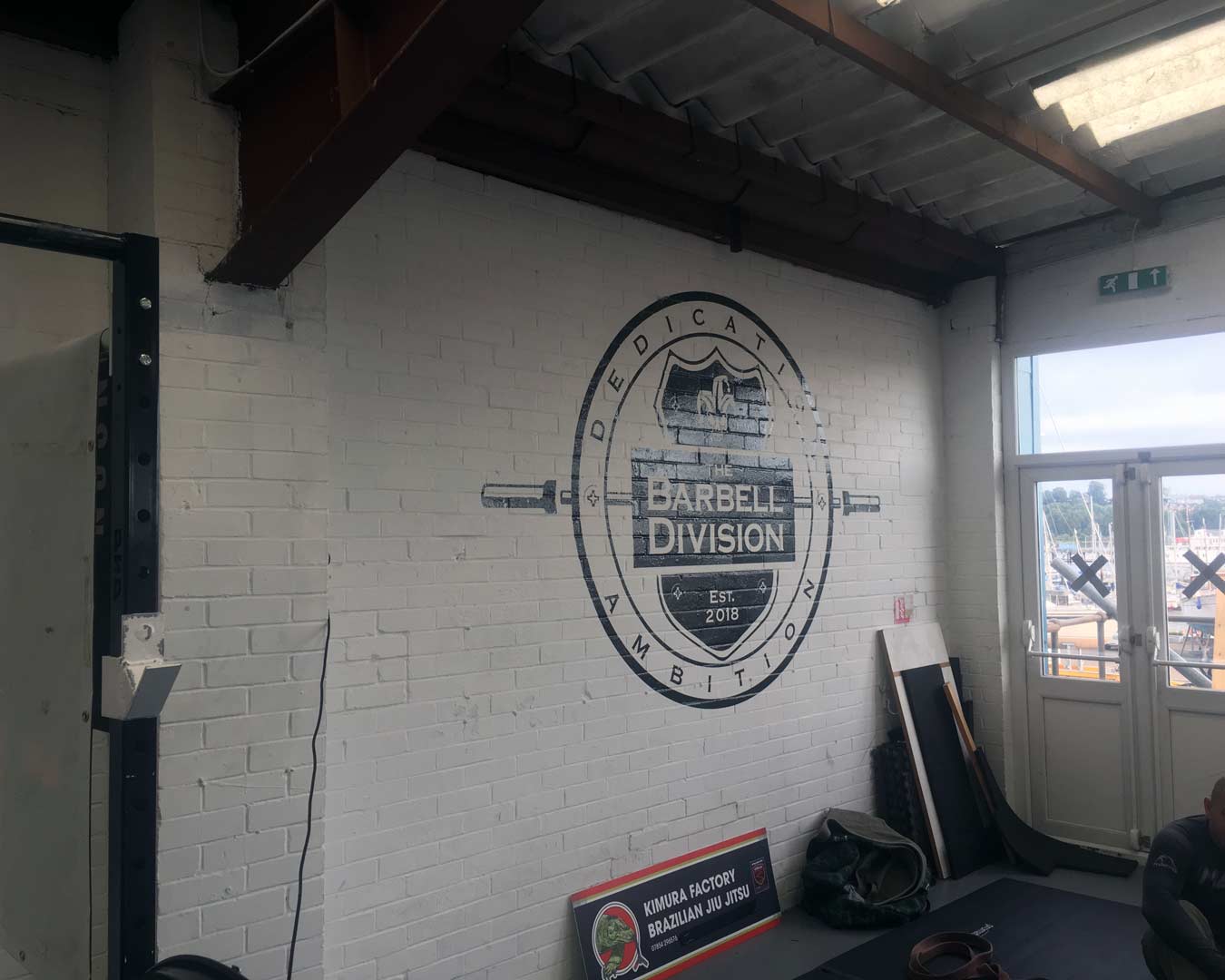 Barbells logo cut vinyl wall graphic Southampton