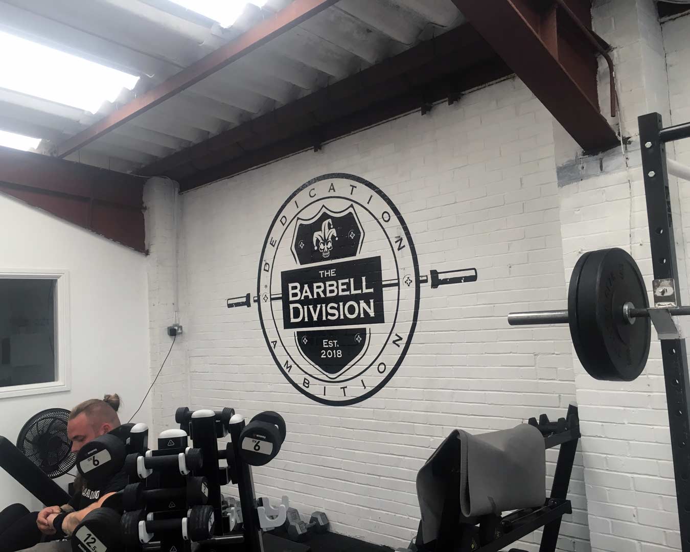 Barbells logo cut vinyl wall graphic Southampton