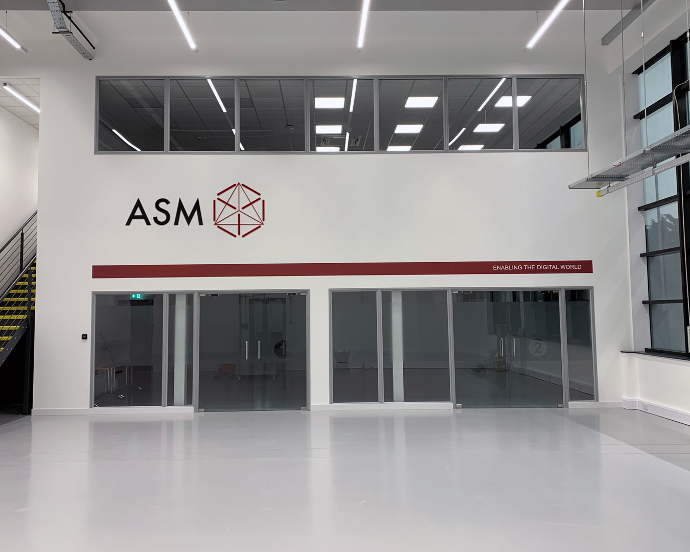 Acrylic signage for ASMs intro room with printed vinyl band