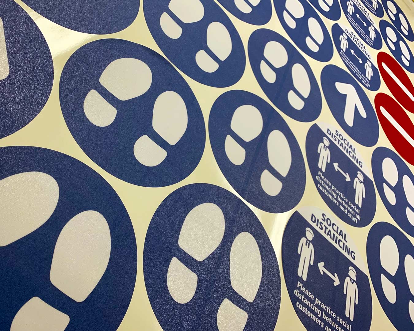 Social distancing floor graphics