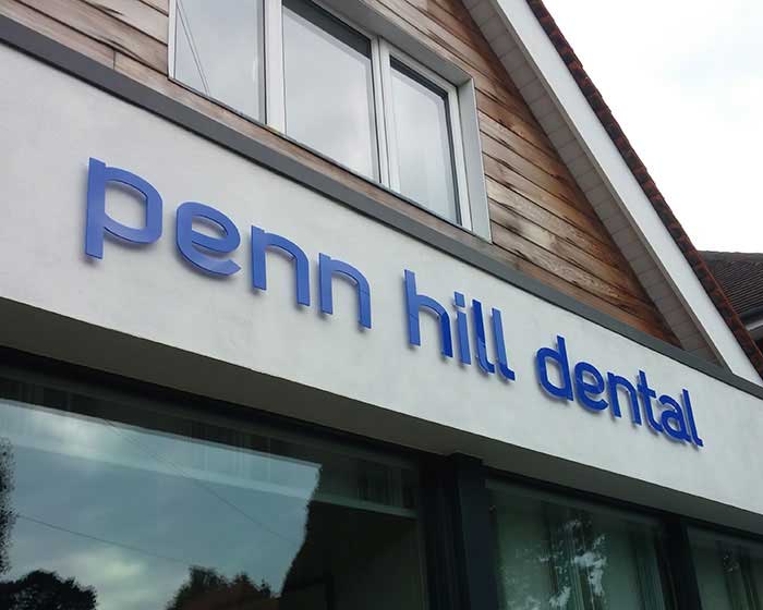 A sign fascia with 3D lettering affixed to it. A sign fascia with 3D lettering affixed to it.