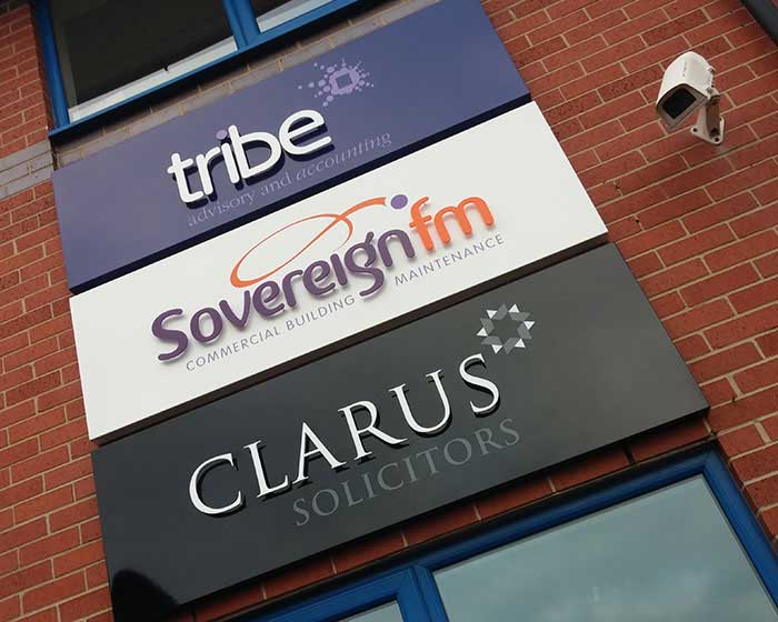 SIgn trays installed on a wall in Fareham SIgn trays installed on a wall in Fareham