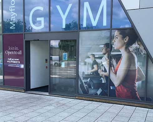 Printed Window Graphics Printed contravision vinyl applied to glass